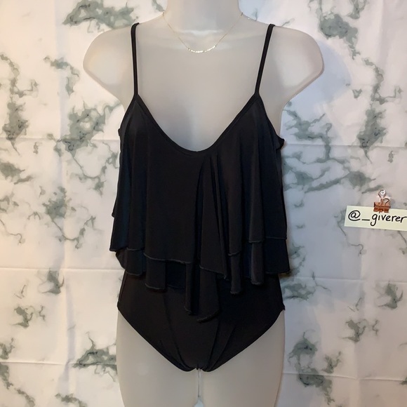 NWT US 10 Megan Double Layer Frill Bodysuit Boohoo Night - Picture 2 of 12
